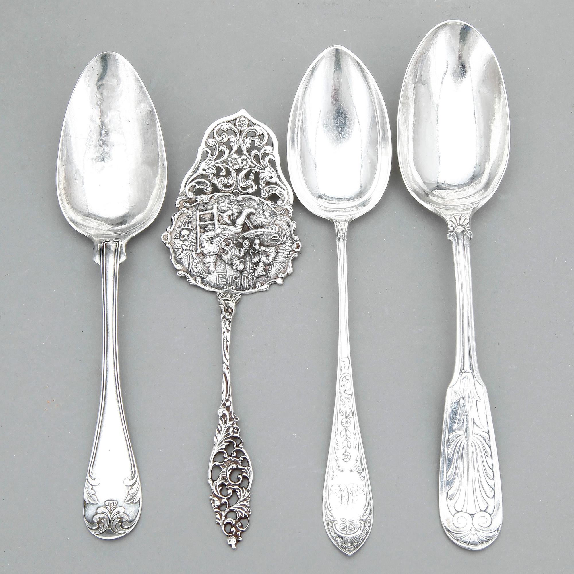PARTI SILVER, 5 delar, bland annat Guldsmedsaktiebolaget, Stockholm, 1958. Vikt ca 514g.