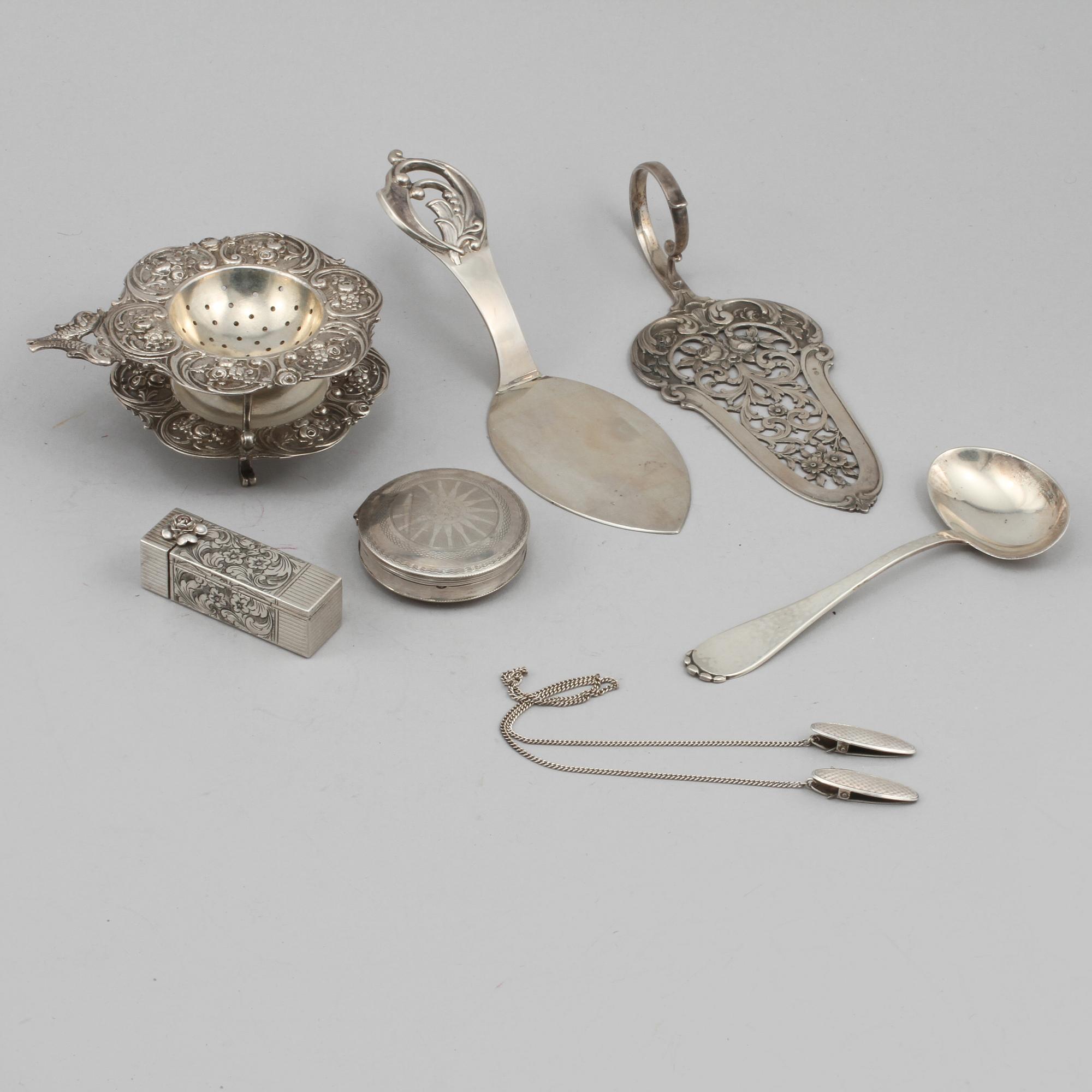 PARTI SILVER, 7 delar, 1900-talets första hälft, vikt 265 gram.