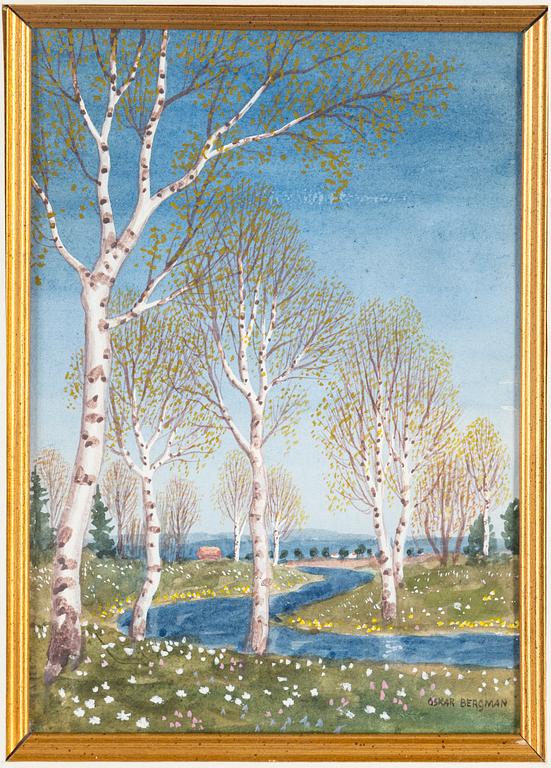 OSKAR BERGMAN, watercolour, signed.