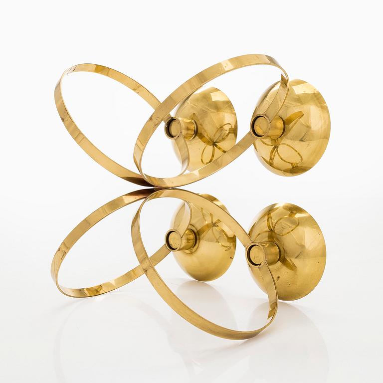 Kaija Aarikka, A 'Pöytälukki' brass candelabrum, Aarikka Finland. Model designed in 1974.