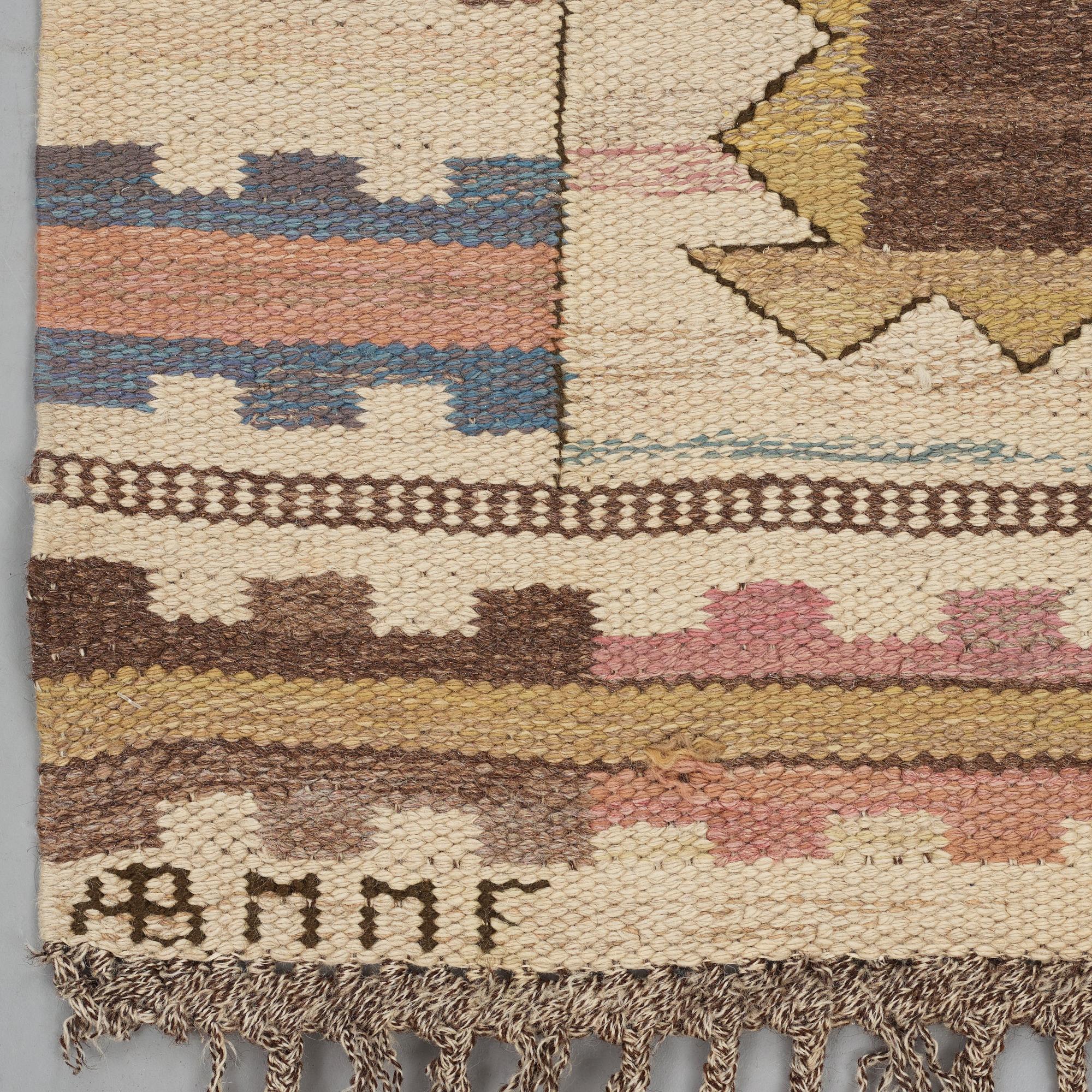 Märta Måås-Fjetterström, MATTA, "Ljusa plador", rölakan, ca 194-195 x 109-111 cm, signerad AB MMF.