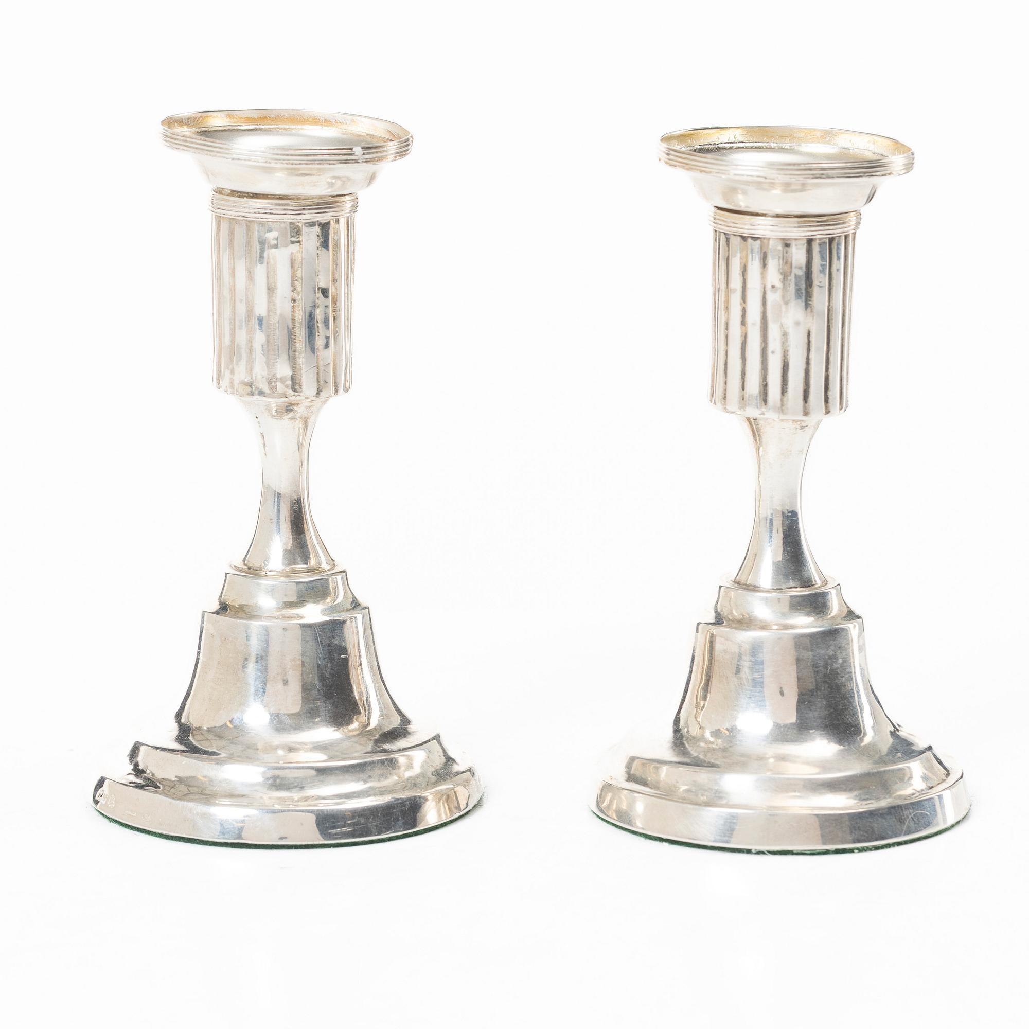 A Pair of Swedish silver candlesticks, mark of Magnus Ljungqvist, Kristianstad circa 1800.