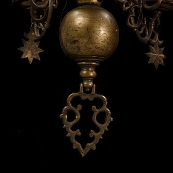 A composite baroque brass chandelier.