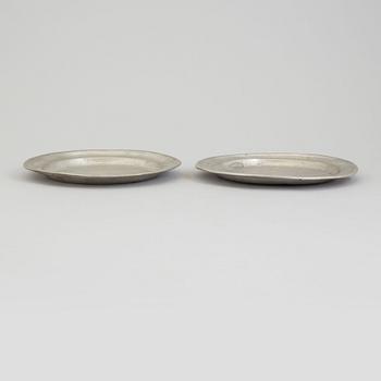 Five pewter dishes, second half of the 19th century and 20th century.