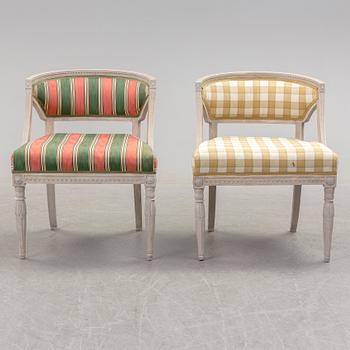 A pair of 19th century Gustavian style armchairs.