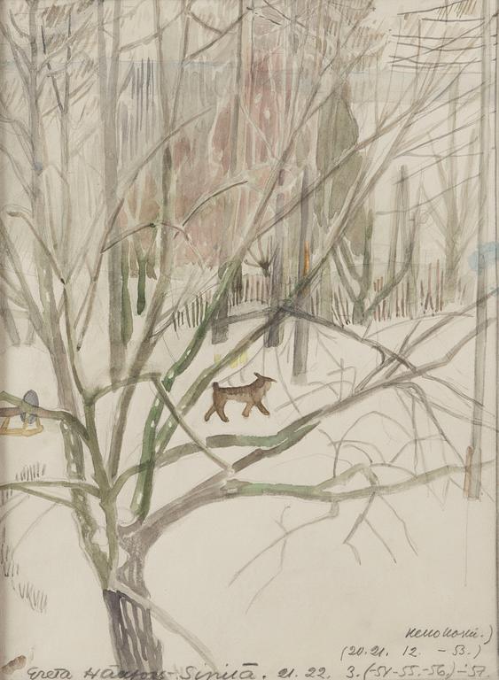 GRETA HÄLLFORS-SIPILÄ, akvarell, signerad och daterad 21-22.3. (20.-21.12. -53) (-54, -55, -56) -57.