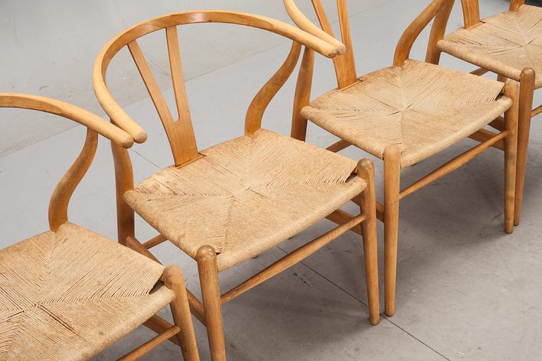 KARMSTOLAR, 4  st. Hans J Wegner, "Y-stolen", Carl Hansen & Son, Odense, 1900-talets andra hälft.
