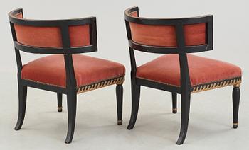 A pair of late Gustavian armchairs.