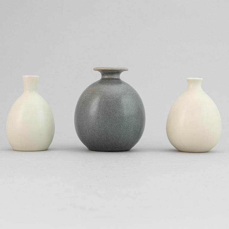 Erich & Ingrid Triller, a set of three stoneware vases, Tobo.