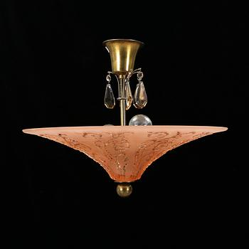 TAKLAMPA, glas, första hälft 1900-tals, höjd 44 cm.