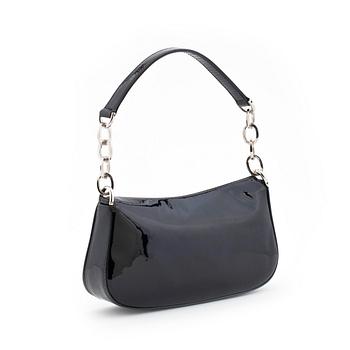 SANDRO VIACARI, a black patent leather and swarovski crystal evening bag.