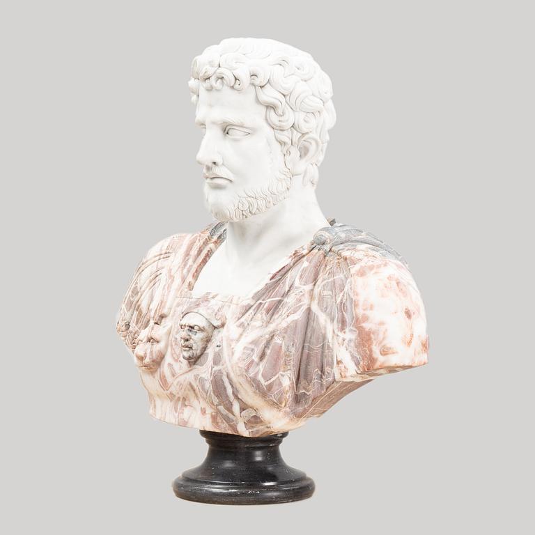 Sculpture bust. Marble. Height 77 cm. Length 69 cm.