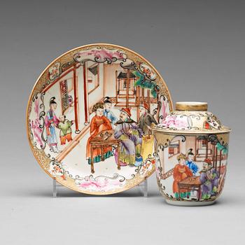 654. A famille rose cup with stand and cover, Qing dynasty, Qianlong (1736-95).