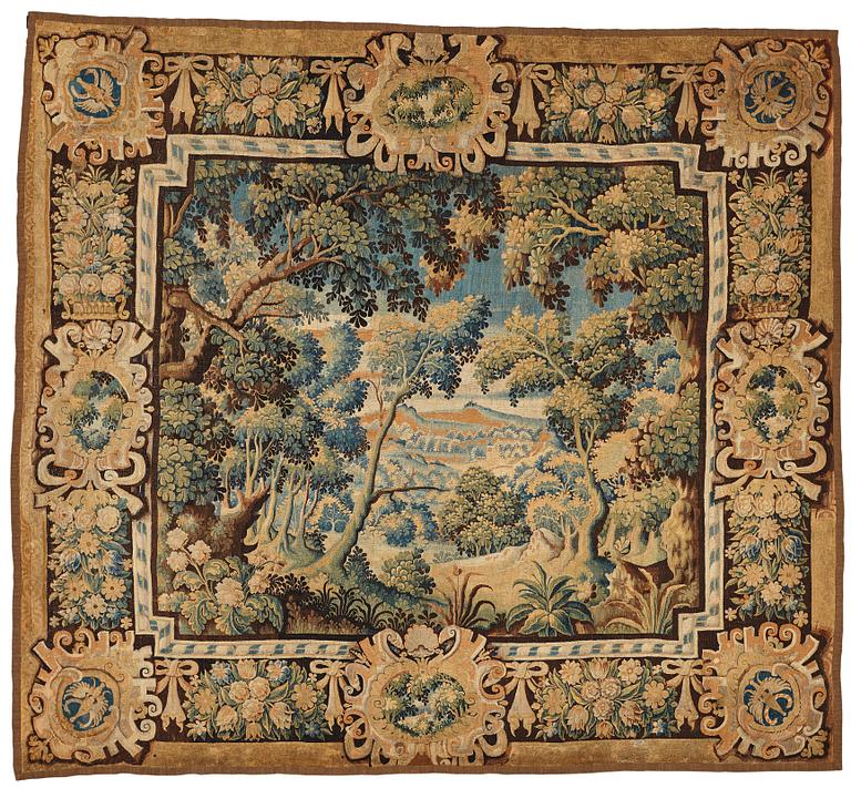 Vävd tapet, "Verdure", gobelängteknik, ca 286-293 x  313-322 cm, Flandern 1600-tal.