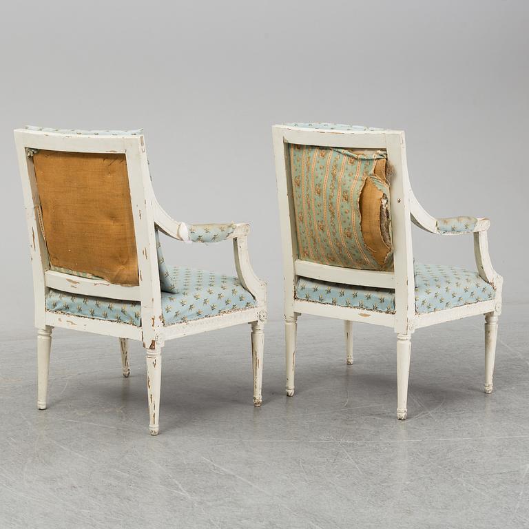 A pair of late 18th century Gustavian armchairs, Stockholm.