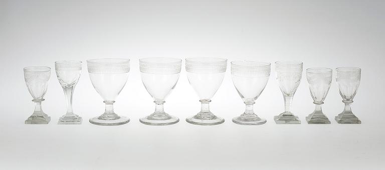 VINGLAS, 4+3+1+1, empire, 1800-talets första hälft.