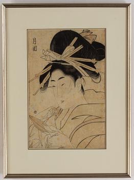 A Japanese woodblock print, presumably after Ichirakutei Eisui (1790-1823), Japan, late 19th/early 20th century.