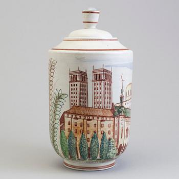 LARS THORÉN, urna med lock, stengods, Rörstrand -47.