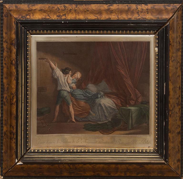 GRAVYR PÅ PLÅT, "Le Verrou", efter Jean-Honoré Fragonard.