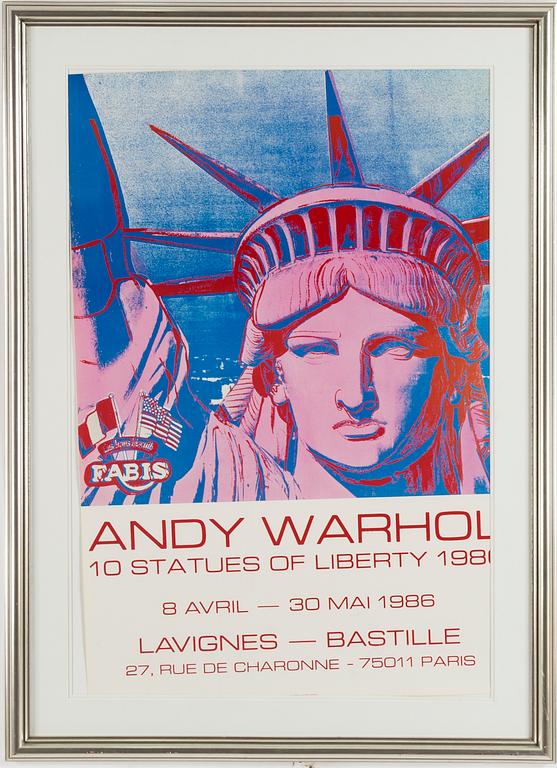 ANDY WARHOL, offset litograph, '10 Statues of Liberty'. 1986m printed at Marais at Galerie Lavignes, Bastille.