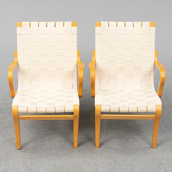BRUNO MATHSSON, a pair of 'Mina' armchairs from Bruno Mathsson International, Värnamo, 1997.