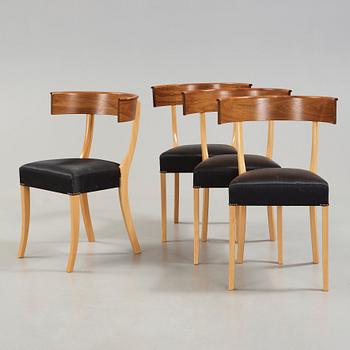 Josef Frank, A set of four walnut and beech chairs, Svenskt Tenn, model 300.