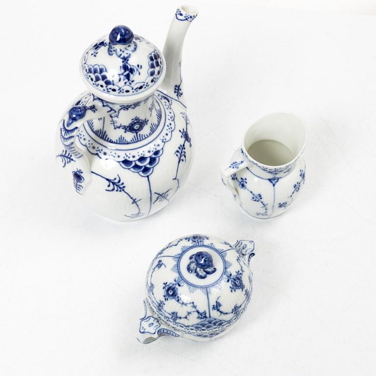 Royal Copenhagen, a 32-piece porcelain 'Blue Fluted' coffee service, mostly half lace, Denmark, 1950's/60's.