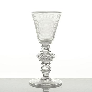 A Swedish wine goblet, Kungsholms glass manufactory, 18th Century.