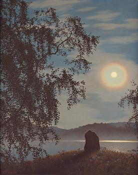 587. Gustaf Fjaestad, Moon reflecting on water, scene from Lidingö on the outskirts of Stockholm).