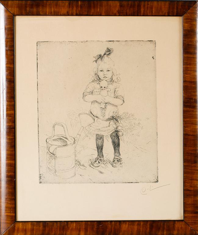 CARL LARSSON, etsning, monogramsignerad.