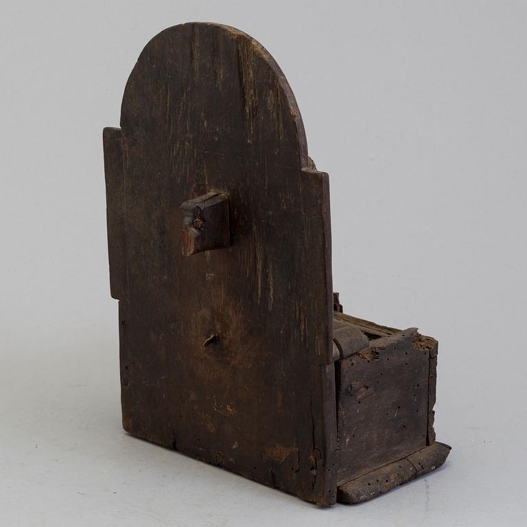 A WOODEN OFFERING BOX, probably 17th century.