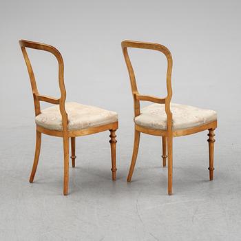 A set of six Danish Royal elm wood chairs, second half of the 19th Century.