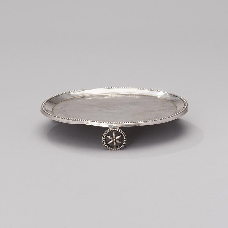 A SMALL SILVER TRAY, unmarked, South America 19th century.
