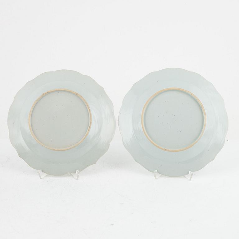 Tallrikar, 9 st, porslin, Kina, Qianlong 1736-95.