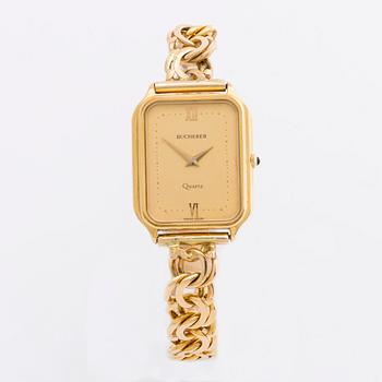 WRISTWATCH BUCHERER 18K and steel, 26 x 30 mm, 956526, quartz, 18K bracelet not original.