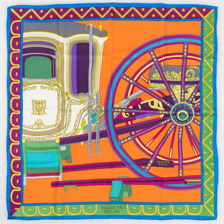 Hermès, a 'Balade en Berline' twill silk scarf.