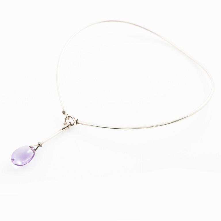 Vivianna Torun Bülow-Hübe, collier "Dew-drops", silver, ametist och briljanter för Georg Jensen.