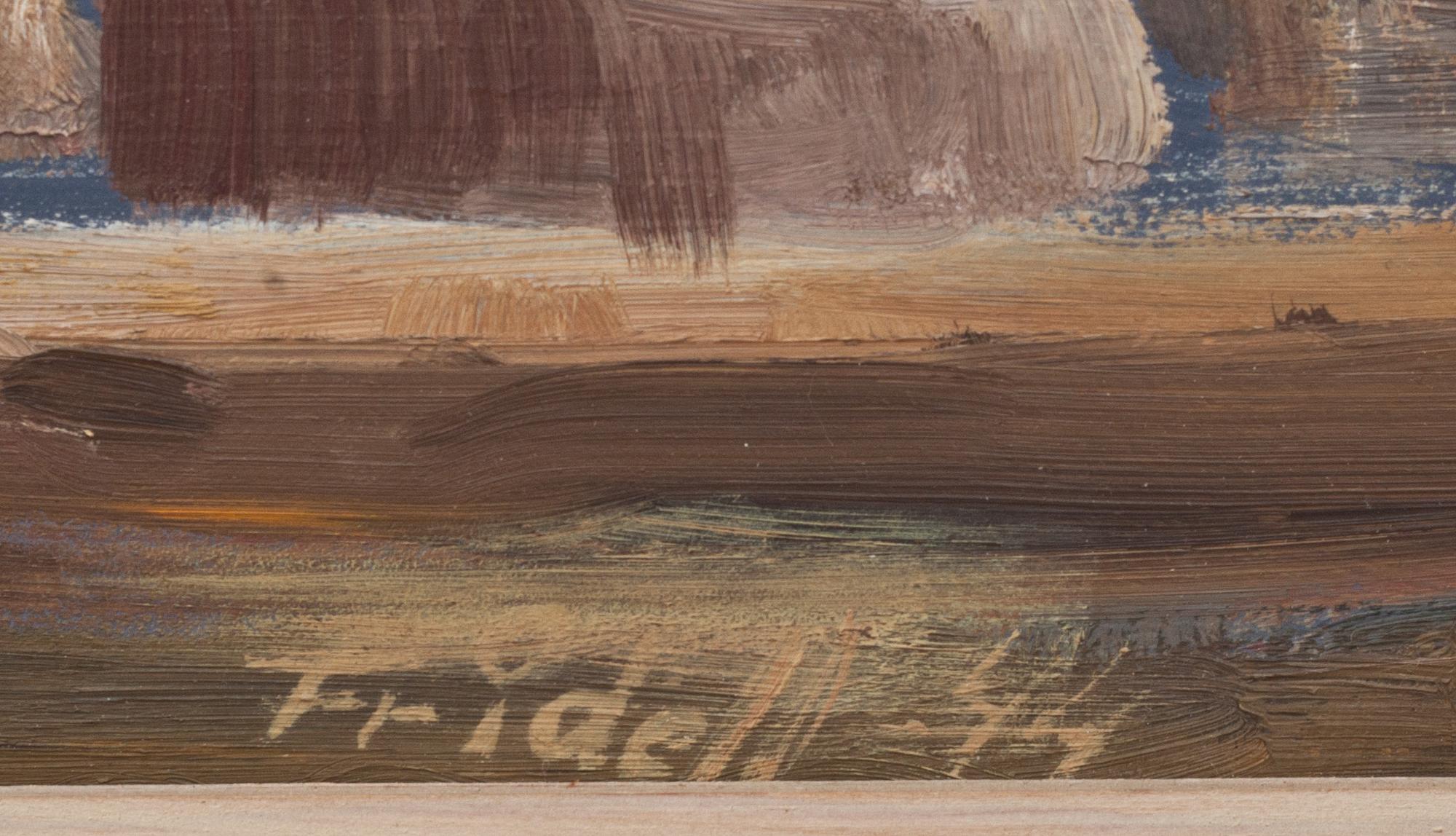 OKÄND KONSTNÄR, olja på pannå. Signerad Fridell och daterad 44.