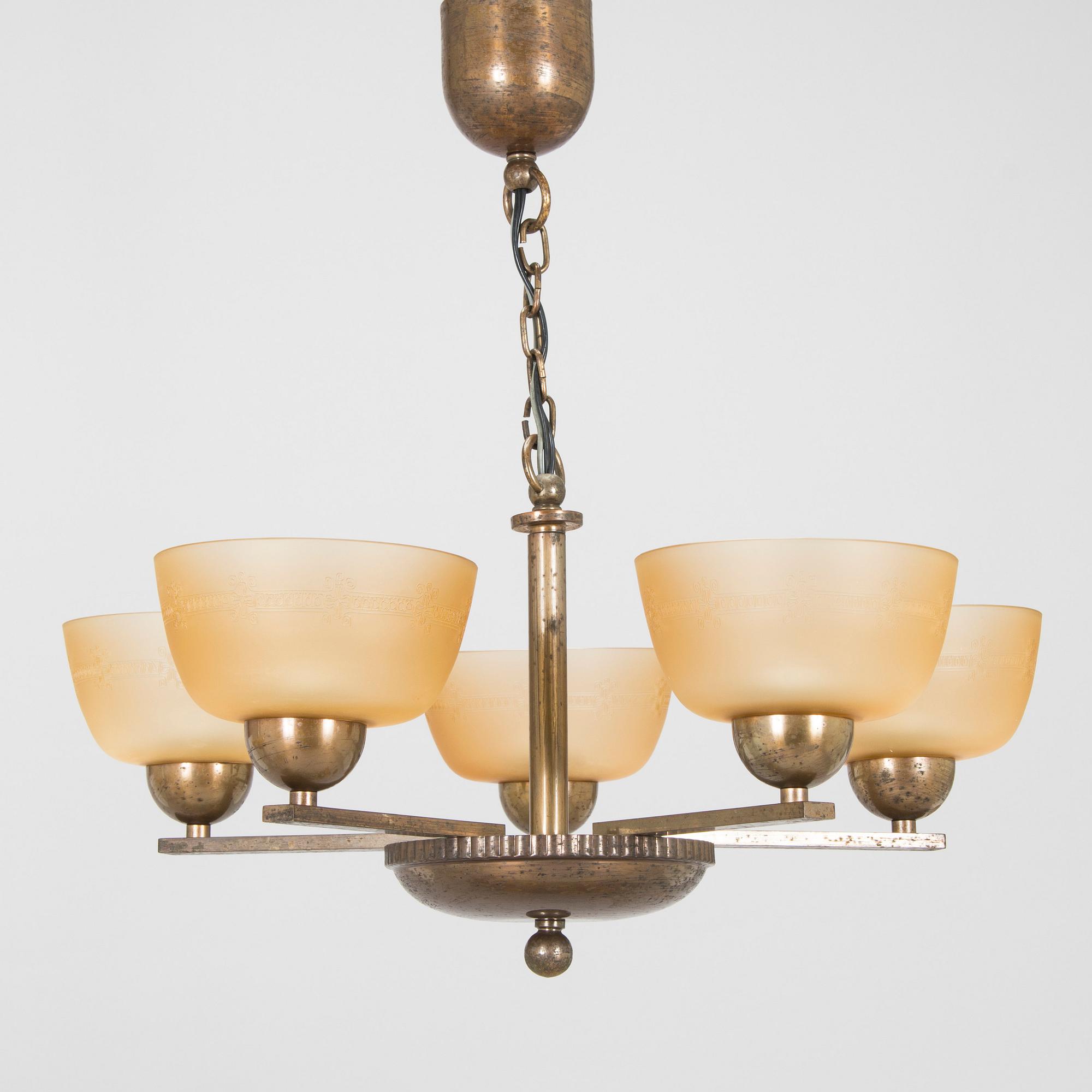 Paavo Tynell, A model 1409/5 ceiling lamp, Taito 1930s.