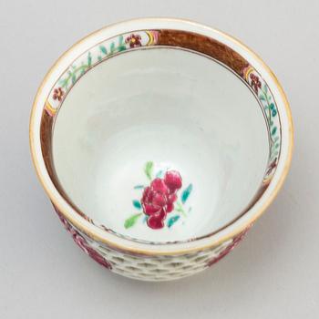 A famille rose and powder blue "devils work" cup, Qing dynasty, Qianlong (1736-95).