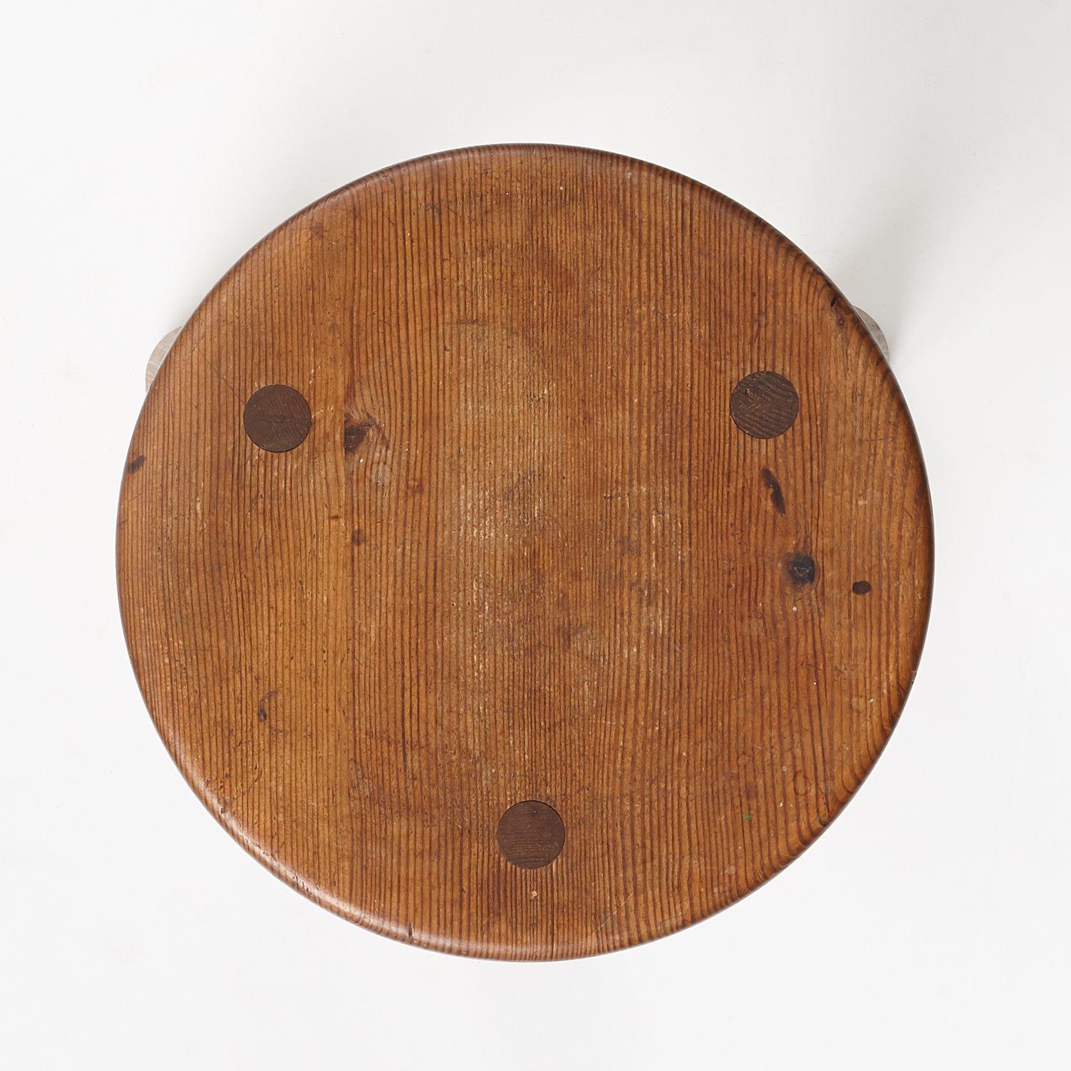 Axel Einar Hjorth, an "Utö" stained pine stool, Nordiska Kompaniet, Sweden 1930's.