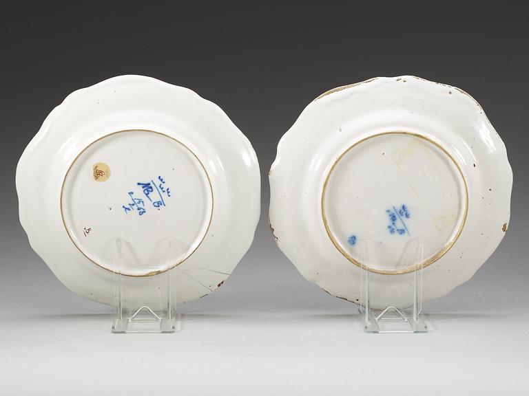 Two Swedish Marieberg faience plates, 18th Century.