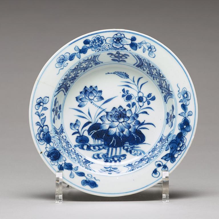 A matched set of 12 blue and white dessert dishes, Qing dynasty, 18th Century.