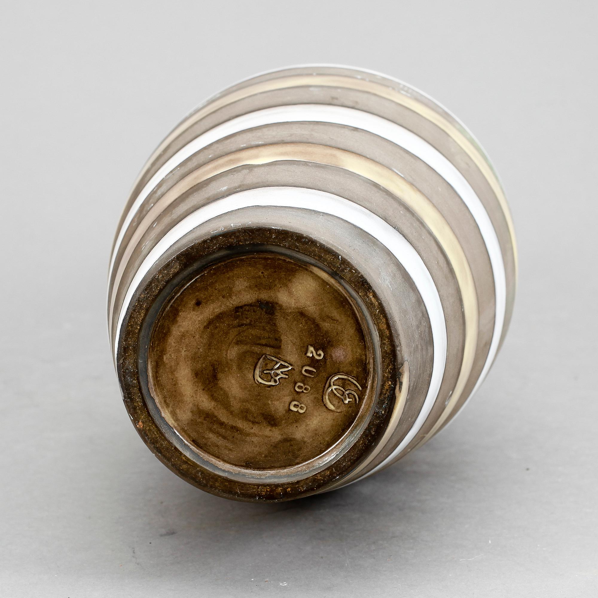 VAS, lergods, "Spiral" Ingrid Atterberg, Upsala Ekeby, 1950-tal.