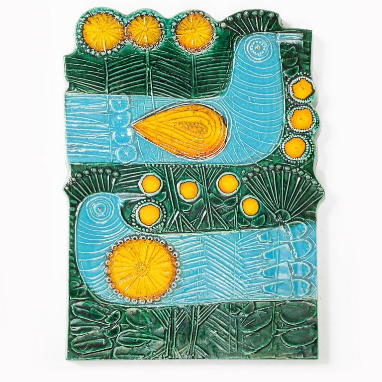Lisa Larson, a 'Dubbelfasan' ceramic wall plaque, Gustavsberg.