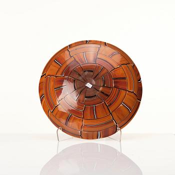 Ercole Barovier, a 'Tessere ambra' dish and three plates, Barovier & Toso Murano Italy 1950-1960s.