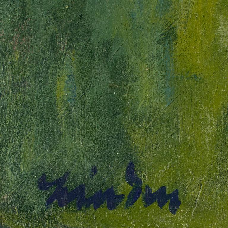 HELGE LINDEN, olja på pannå. Sign.