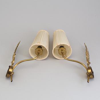 EINAR BÄCKSTRÖM, a pair of brass wall lights, Malmö, 1940's.