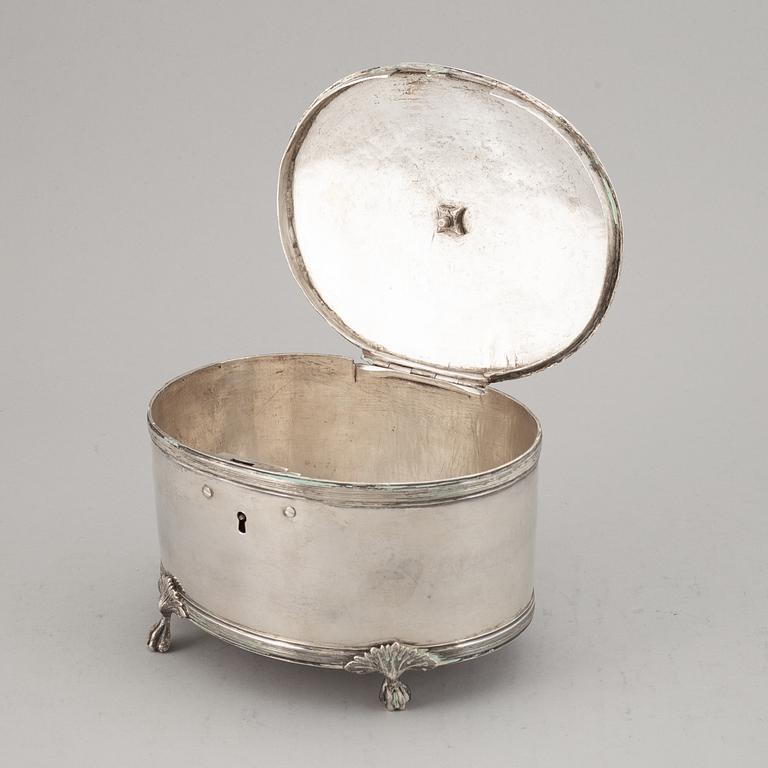 A Swedish early 19th century silver sugar-casket, mark of Petter Adolf Sjöberg, Stockholm 1812.