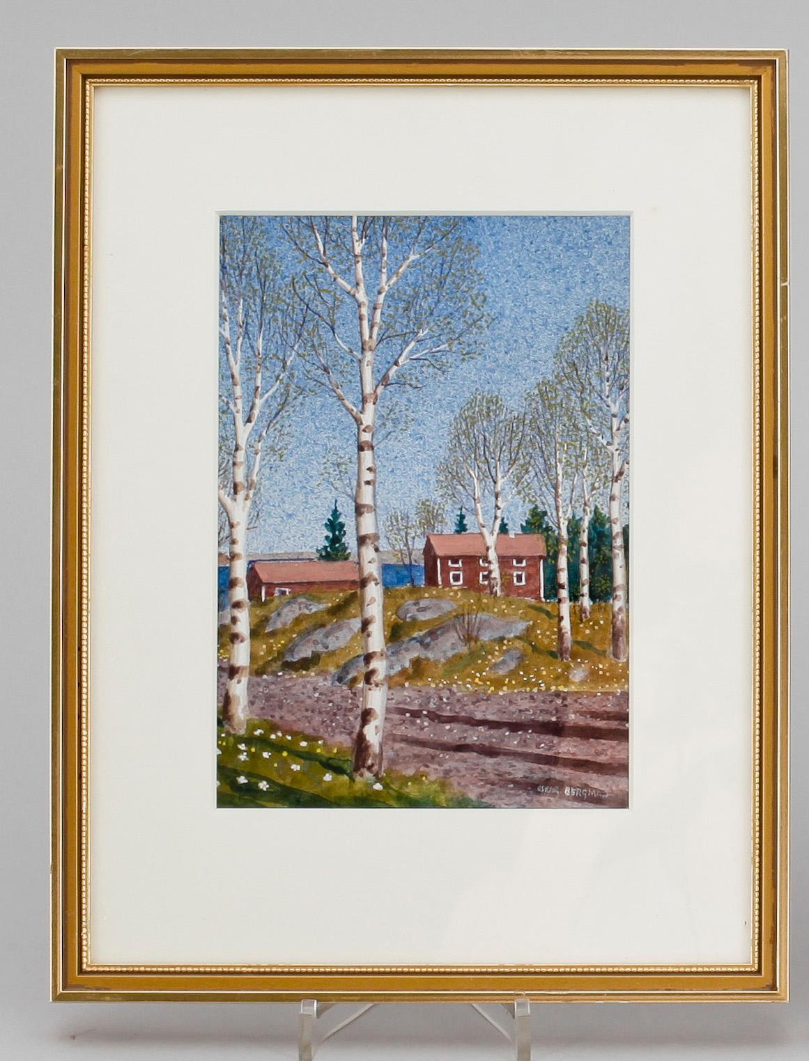 OSKAR BERGMAN, akvarell, sign.